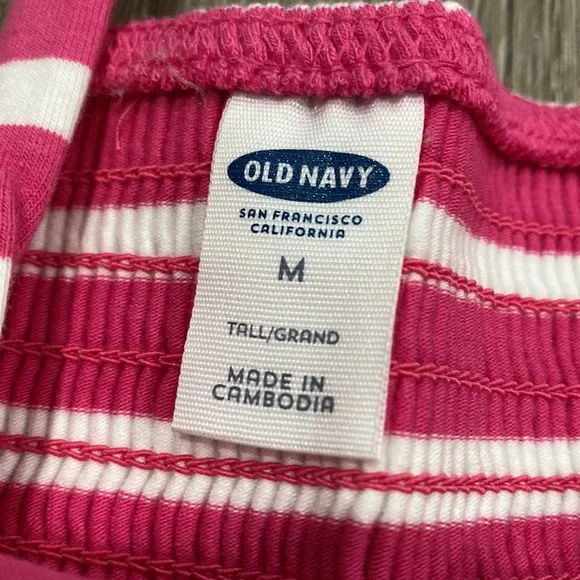 NWT OLD NAVY Pink White [ TALL ] Striped Dress MED TALL - Picture 10 of 10